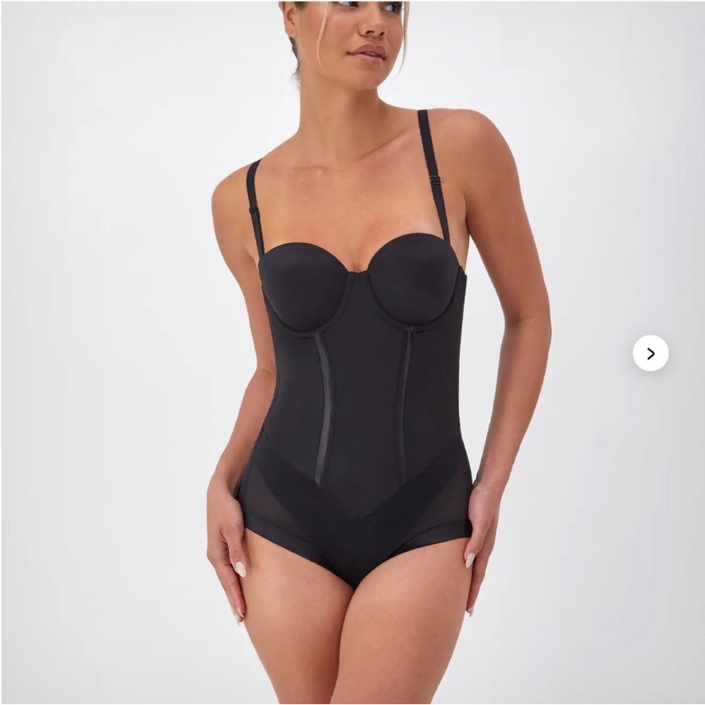 Tummy Control Shapewear Bodysuit Convertible Built-In Bra, Size 36C